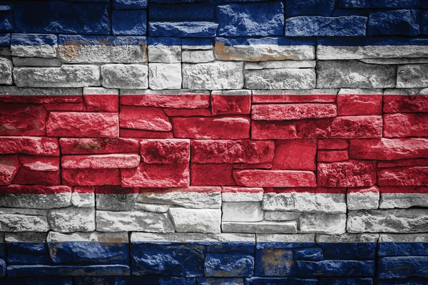 Bandeira Nacional Costa Rica Fundo Parede Pedra Conceito Orgulho Nacional — Fotografia de Stock