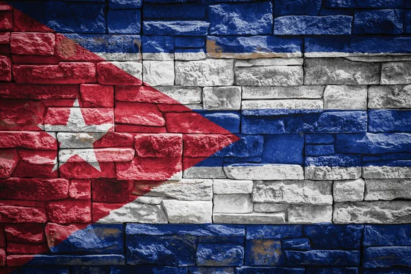 Bandeira Nacional Cuba Fundo Parede Pedra Conceito Orgulho Nacional Símbolo — Fotografia de Stock