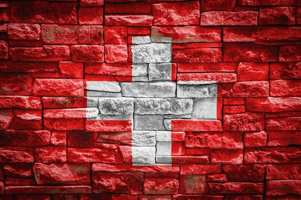Národní Vlajka Švýcarska Pozadí Kamenné Zdi Koncept Národní Hrdosti Symbolu — Stock fotografie