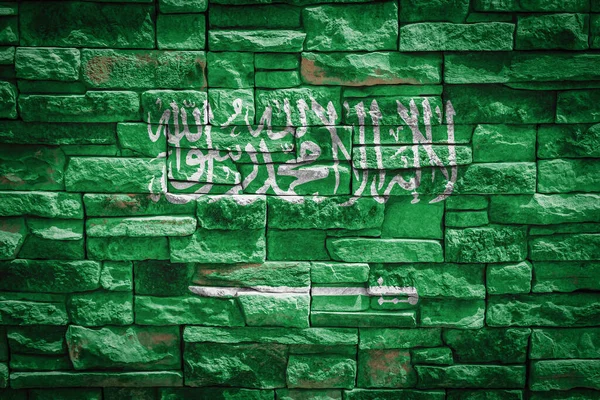 Національний Прапор Саудівської Аравії Кам Яній Стіні Концепція Національної Гордості — стокове фото