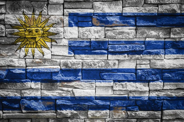 Bandera Nacional Uruguay Sobre Fondo Muro Piedra Concepto Orgullo Nacional — Foto de Stock