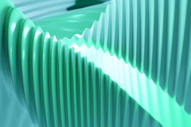 Yeşil dalganın 3 boyutlu çizimi, mağara şekli. Teknoloji geometri geçmişi. Önerilerin kaydedilmesi için renk etiketi pankartı