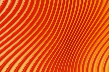 Neon tekstil serisinin 3 boyutlu illüstrasyon satırları. Turuncu bir arka planda desen var. Geometrik arkaplan, dokuma deseni. 