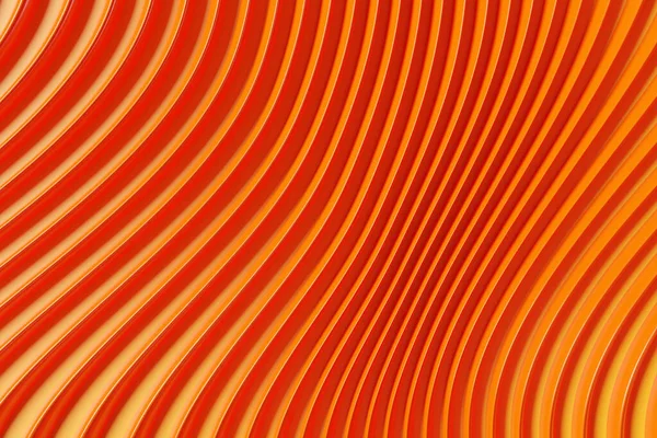 Neon tekstil serisinin 3 boyutlu illüstrasyon satırları. Turuncu bir arka planda desen var. Geometrik arkaplan, dokuma deseni. 