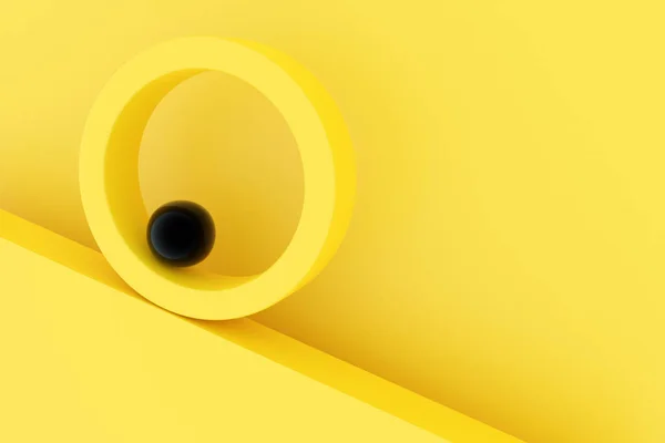 Renderização Abstrato Amarelo Redondo Fractal Portal Uma Bola Arco Cai — Fotografia de Stock