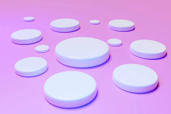 Απεικόνιση Ενός Πολλές Λευκές Σκηνές Από Έναν Κύκλο Ένα Ροζ — Φωτογραφία Αρχείου
