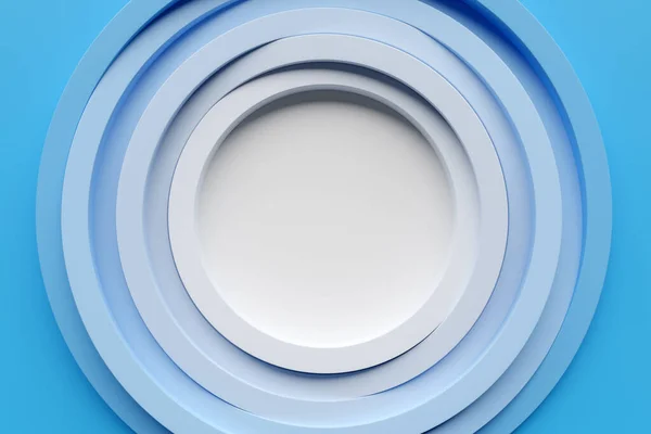 3Dレンダリング抽象的な青白のラウンドフラクタル ポータル 白丸螺旋 — ストック写真