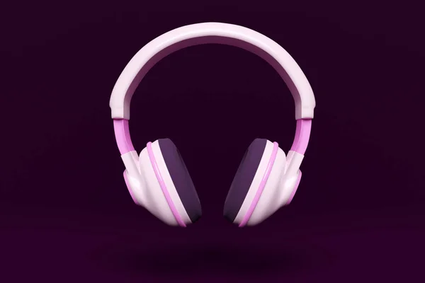 Illustration Realistic Pink Headphones Isolated Monocrome Background Sound Music Headphones — Stock Photo, Image