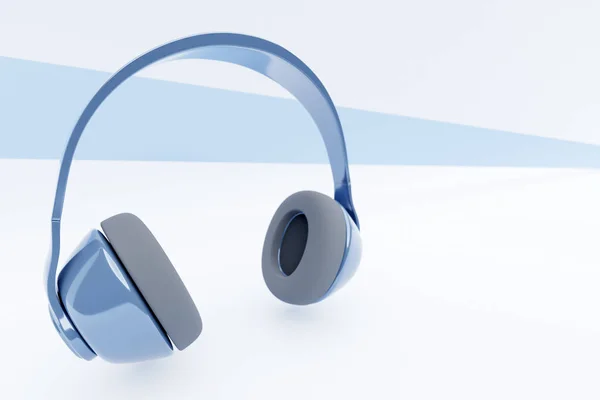 Modré Klasické Kabelové Sluchátka Izolované Vykreslování Ilustrace Ikon Sluchátek Audio — Stock fotografie