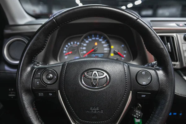 Novosibirsk Rússia Maio 2021 Toyota Rav Detalhes Cabine Interior Cockpit — Fotografia de Stock