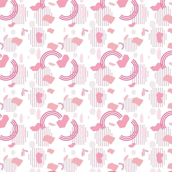 Векторный Бесшовный Геометрический Белый Розовый Узор Дугами Многоугольниками Точками Белом — стоковое фото