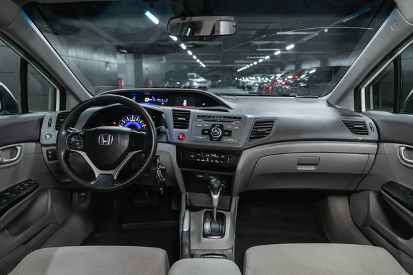 Novosibirsk Ρωσία Ιούνιος 2021 Honda Civic Εσωτερικό Του Αυτοκινήτου Ταμπλό — Φωτογραφία Αρχείου