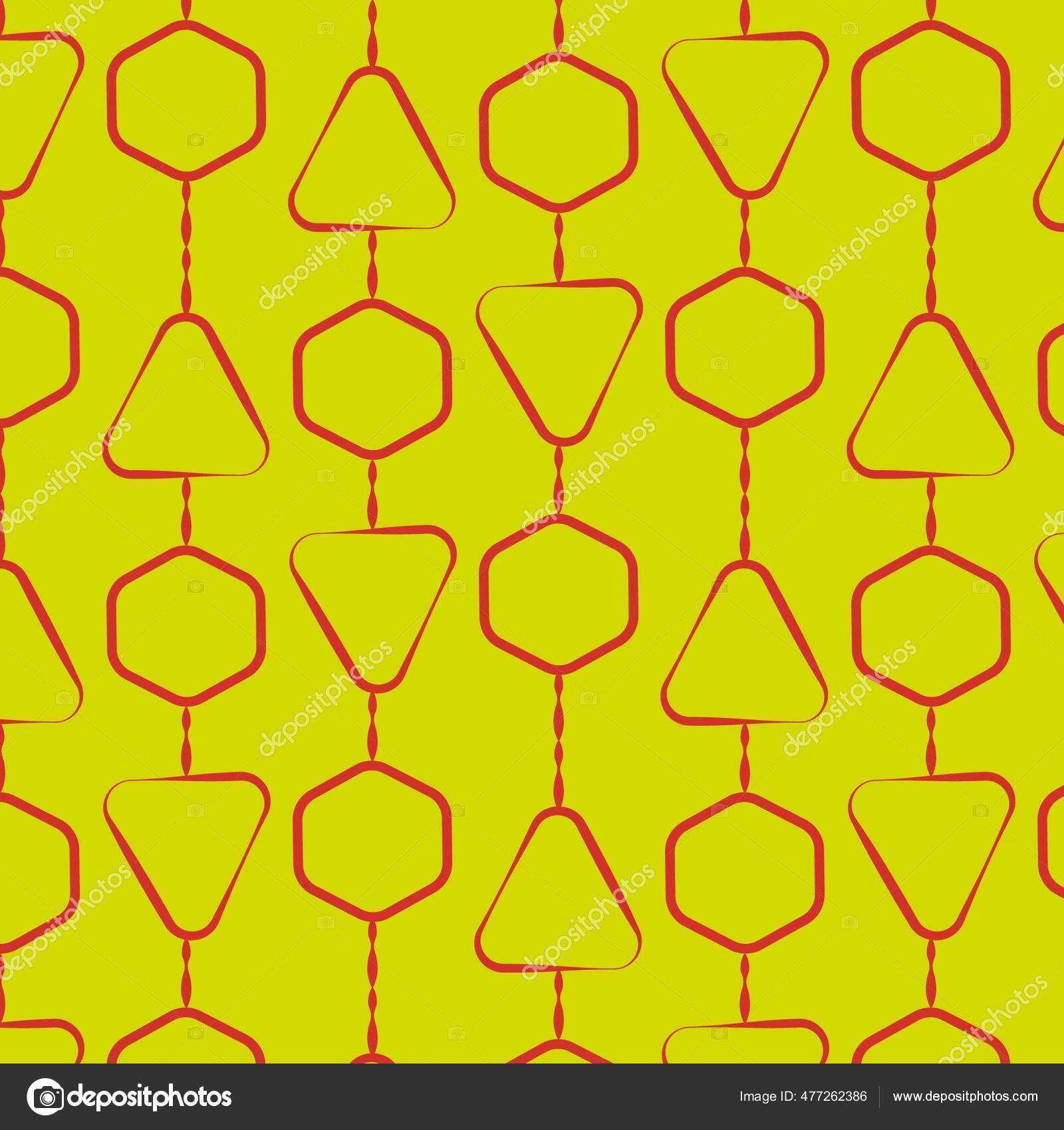 Vector Rows Red Shapes Yellow Background Parallelogram Pattern ...