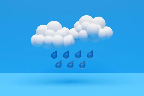 Απεικόνιση Ενός Λευκού Σύννεφα Κινουμένων Σχεδίων Βροχή Σύννεφα Cumulus Μπλε — Φωτογραφία Αρχείου