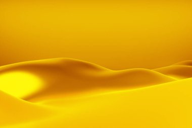 Sarı zemin üzerinde tasarım sarı soyut dalganın üç boyutlu çizimi. Şekil deseni. Teknoloji geometri arka planı. 