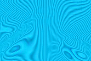 Müzik seti mavisi şeridin 3 boyutlu çizimi. Geometrik çizgiler dalgalara benzer. Soyut mavi parlayan çizgi deseni