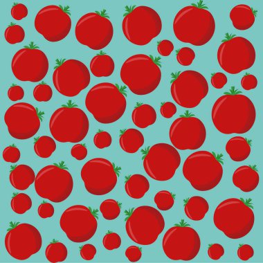 Mavi arka planda taze kırmızı domateslerin sebze kalıpları. yaratıcı yaz sebze konsepti.