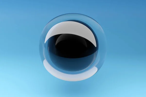 Boyutlu Görüntüleme Şeffaf Şişme Top Mavi Zemin Üzerinde Bir Topun — Stok fotoğraf