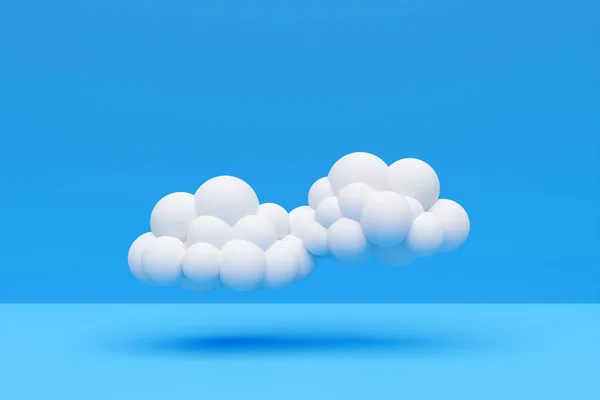 Illusztráció Egy Fehér Rajzfilm Felhők Kumulus Felhők Kék Háttér Árnyék — Stock Fotó