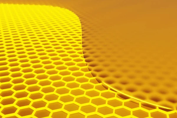Illustratie Van Een Honingraat Monochrome Honingraat Met Stromende Gele Honing — Stockfoto