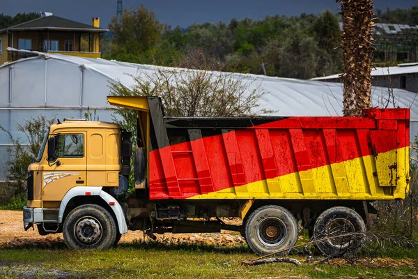 Camion Décharge Avec Image Drapeau National Allemagne Est Garé Sur — Photo