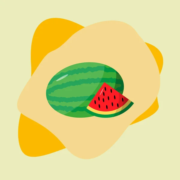 Vector Image Watermelon Slice Shadow Glare Yellow Isolated Background — Stock Photo, Image