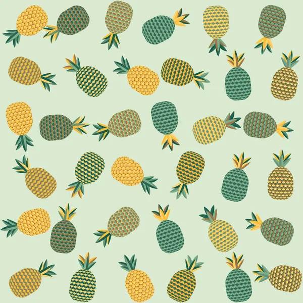 Seamless pattern with sweet  pineapples on a green  isolated background. Summer minimalistic background