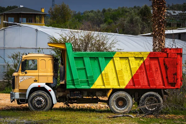 Dump truck with the image of the national flag of Republic of the Cong