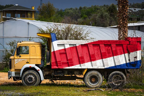 Dump Truck Met Het Beeld Van Nationale Vlag Van Costa — Stockfoto