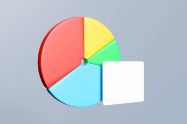 Bilgi grafikleri için bir pasta grafiğinin 3 boyutlu çizimi. Çalışma takvimi, sunum, rapor, adım seçenekleri, web tasarımı için 4 sektör ve beyaz plakalı grafikler.