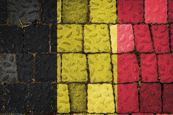 Bandera Nacional Bélgica Sobre Fondo Muro Piedra Bandera Bandera Sobre —  Fotos de Stock