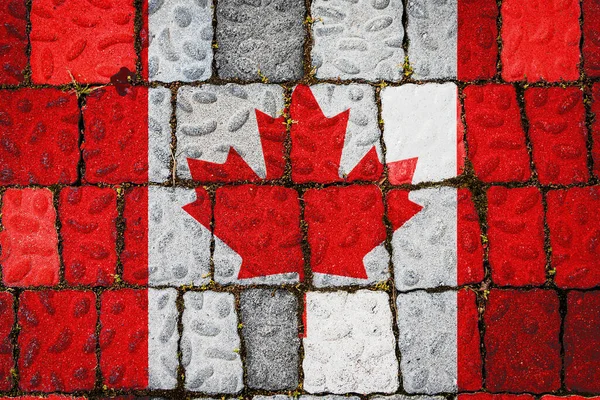 Nationale Vlag Van Canada Stenen Muurachtergrond Vlag Banner Stenen Textuur — Stockfoto