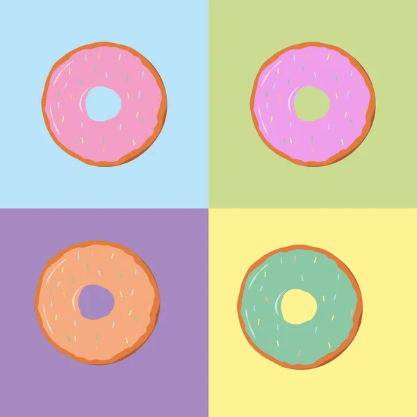 Set Vector Multicolored Donuts Isolated Background Donuts Collection Sweet Donuts — Stock Photo, Image