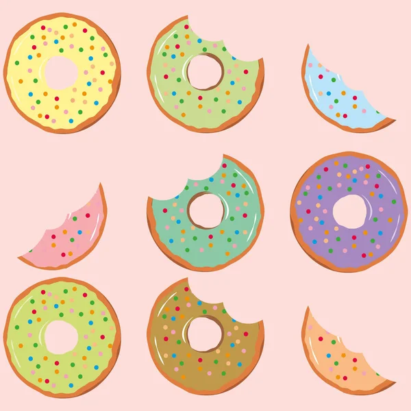 Naadloos Patroon Met Mondbeten Donuts Een Geïsoleerde Achtergrond Vectorillustratie Platte — Stockfoto