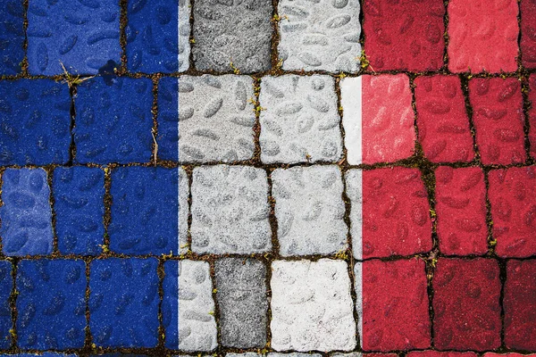 Bandera Nacional Francia Sobre Fondo Muro Piedra Bandera Bandera Sobre —  Fotos de Stock