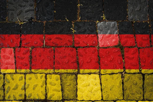 Flaga Narodowa Niemiec Tle Kamiennego Muru Flaga Baner Tle Tekstury — Zdjęcie stockowe
