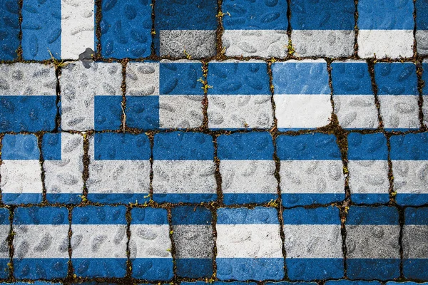 Εθνική Σημαία Της Ελλάδας Φόντο Πέτρινου Τοίχου Σημαία Φόντο Πέτρινης — Φωτογραφία Αρχείου