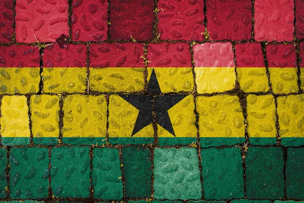 Nationalflagge Von Ghana Auf Steinmauer Hintergrund Flagge Banner Auf Stein — Stockfoto