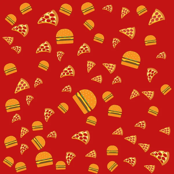 Fast Food Patroon Met Moderne Doodle Food Illustraties Naadloze Vectorachtergrond — Stockfoto