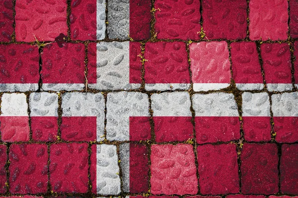 Bandera Nacional Dinamarca Sobre Fondo Muro Piedra Bandera Bandera Sobre — Foto de Stock