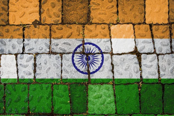 Nationale Vlag Van India Stenen Muur Achtergrond Vlag Banner Stenen — Stockfoto