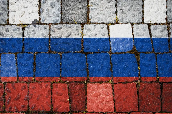 Nationell Flagga Ryssland Stenmur Bakgrund Flagga Banner Sten Konsistens Bakgrund — Stockfoto