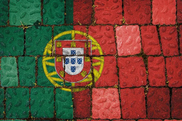 Bandeira Nacional Portugal Sobre Fundo Parede Pedra Bandeira Banner Fundo — Fotografia de Stock