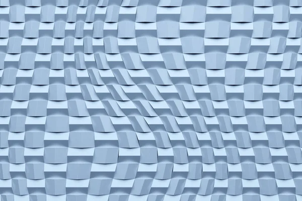 Illustration Rows Blue Neon Squares Set Cubes Monocrome Background Pattern — Stock Photo, Image