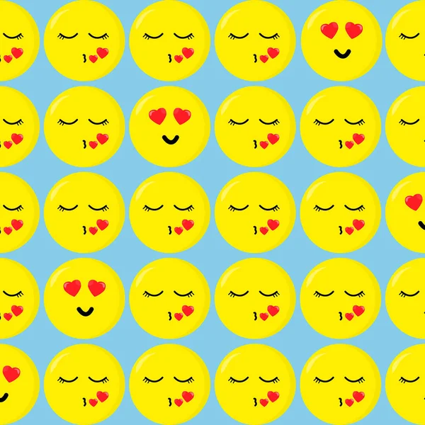 Набор Векторных Картинок Разными Эмоциями Симпатичные Смайлики Синем Фоне — стоковое фото