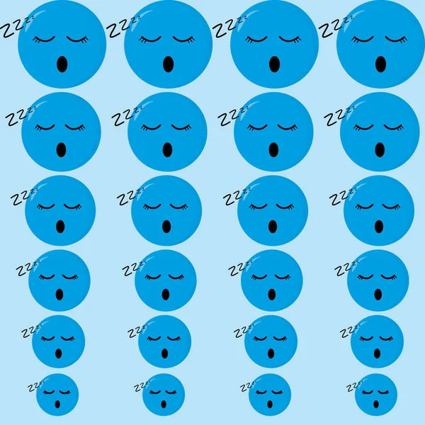 Pattern Sleeping Emoticons Blue Background Emoji Vector Background Snoring Face — Stock Photo, Image