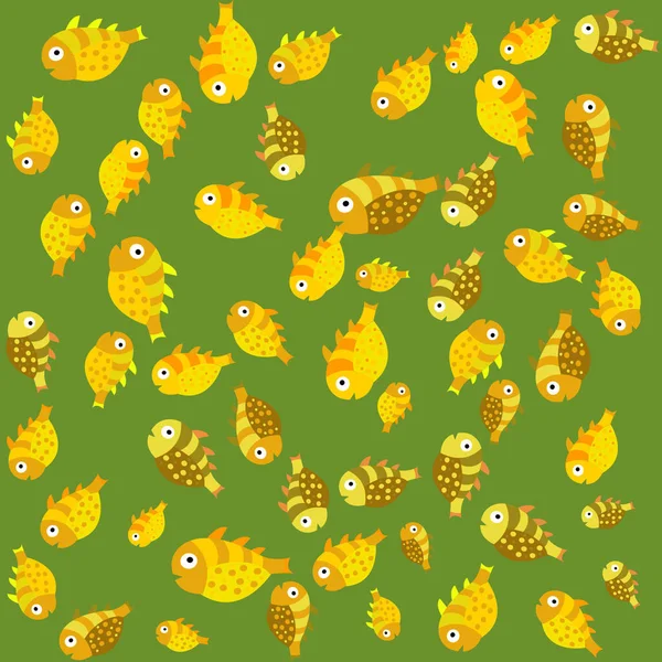 Modèle Vectoriel Sans Couture Avec Poisson Décoratif Jaune Vert Mignon — Photo