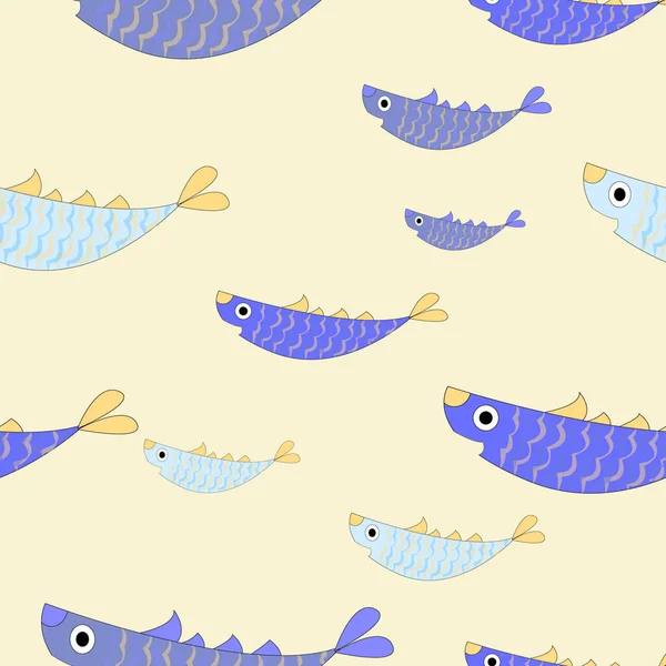 Seamless Pattern Painted Colorful Fishes Can Used Wallpaper Textiles Packaging — Stock Photo, Image