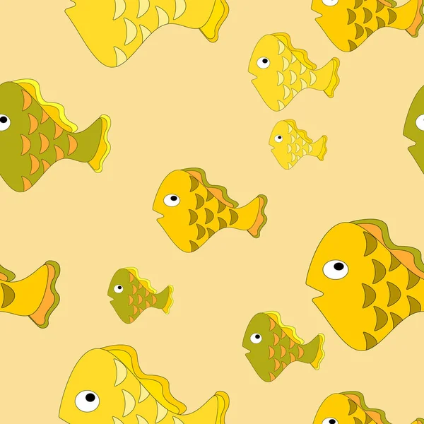カラフルな魚を描いたシームレスなパターン カード カバーに使用できます 黄色の背景に小さなカラフルな魚 — ストック写真
