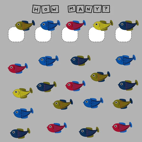 Разработка Мероприятий Детей Рассчитывать Много Красочных Милых Рыб Логическая Игра — стоковое фото